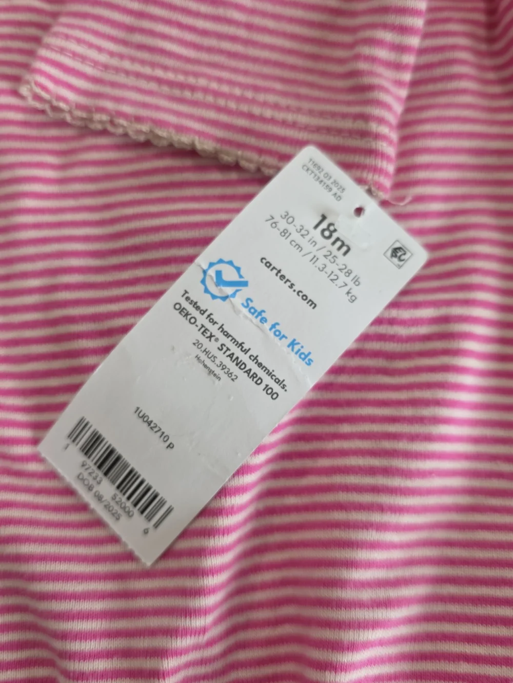 Carter's Cream Sherpa Vest with Pink Trim and Pocket 18 Monfhs - Picture 5 of 5